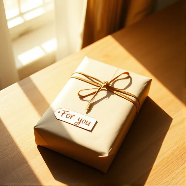 A wrapped gift with a handwritten 'For you' tag