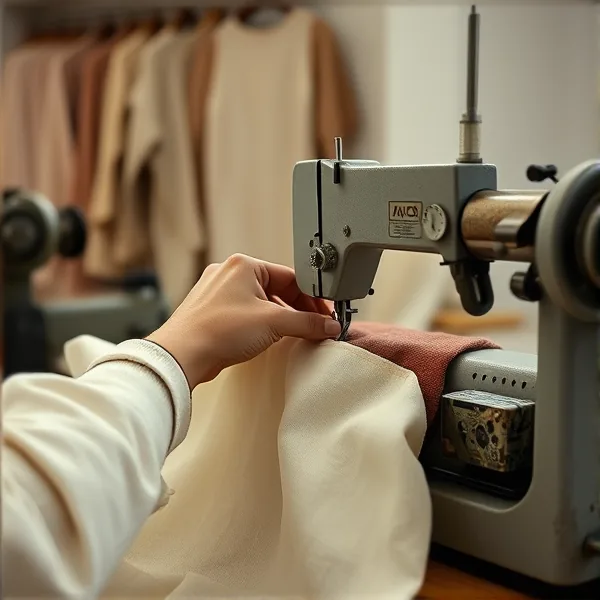 An artisan seamstress working in a Portuguese atelier