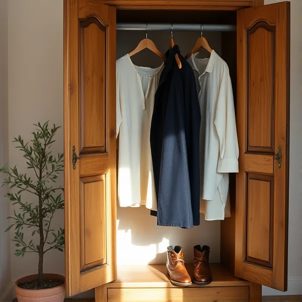 A curated wardrobe — fewer pieces, kept longer